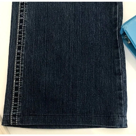 Wired Heart Womens size 34 Blue Jeans detailed White Stitch (HEM) - Picture 10 of 12